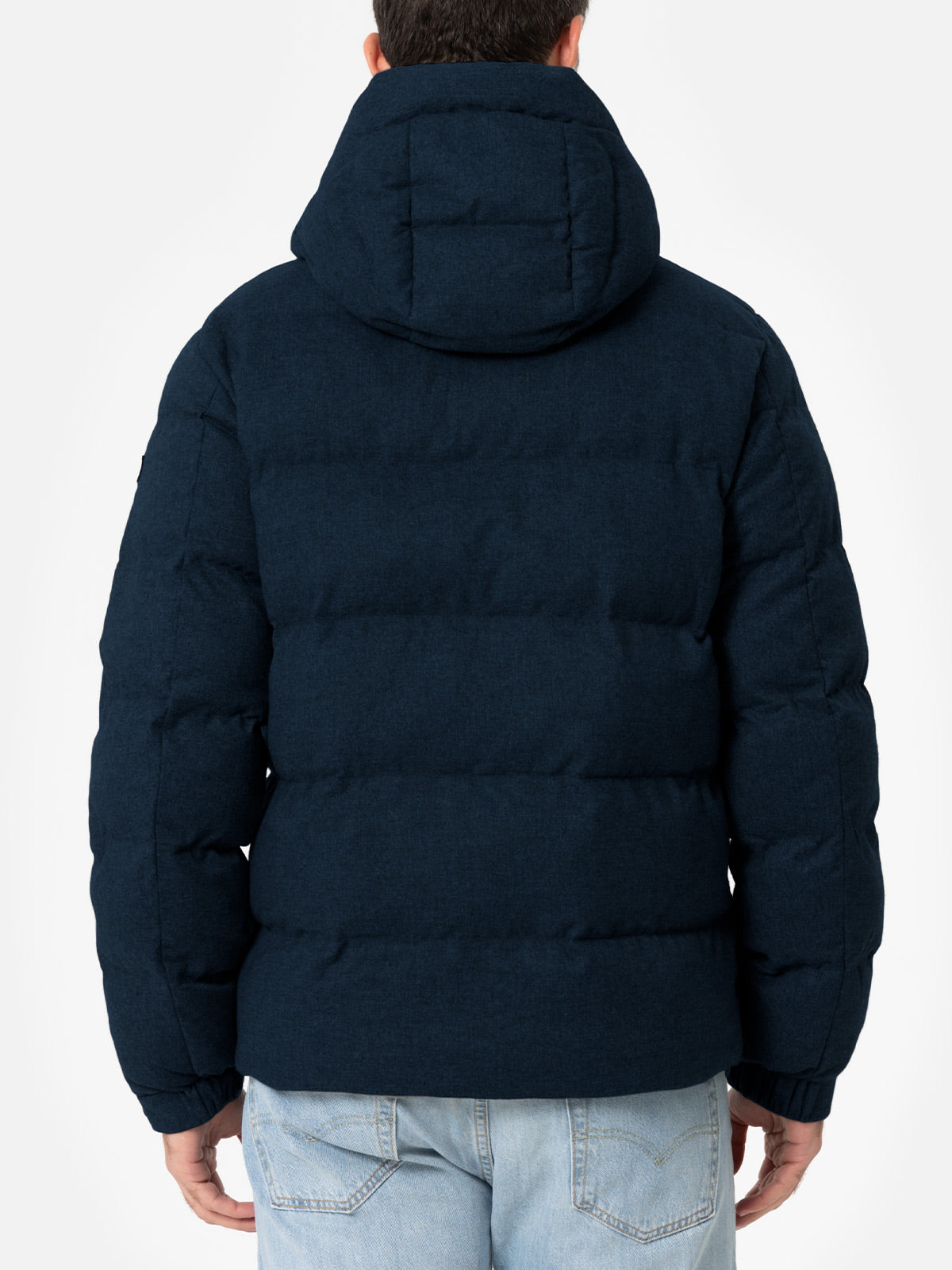 Man navy blue flannel hooded puffer jacket Maier - MC2 Saint Barth