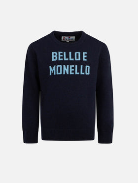 Boy crewneck sweater with Bello e Monello print