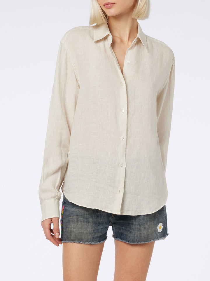 Woman off-white linen shirt Meredith - MC2 Saint Barth