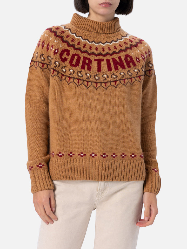 Woman cashmere blend sweater Meghan with nordic jacquard - MC2 Saint Barth