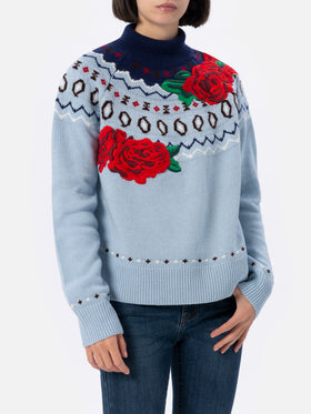 Woman cashmere blend sweater Meghan with nordic jacquard - MC2 Saint Barth