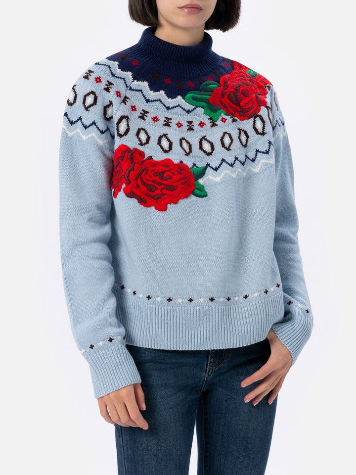 Woman cashmere blend sweater Meghan with nordic jacquard - MC2 Saint Barth
