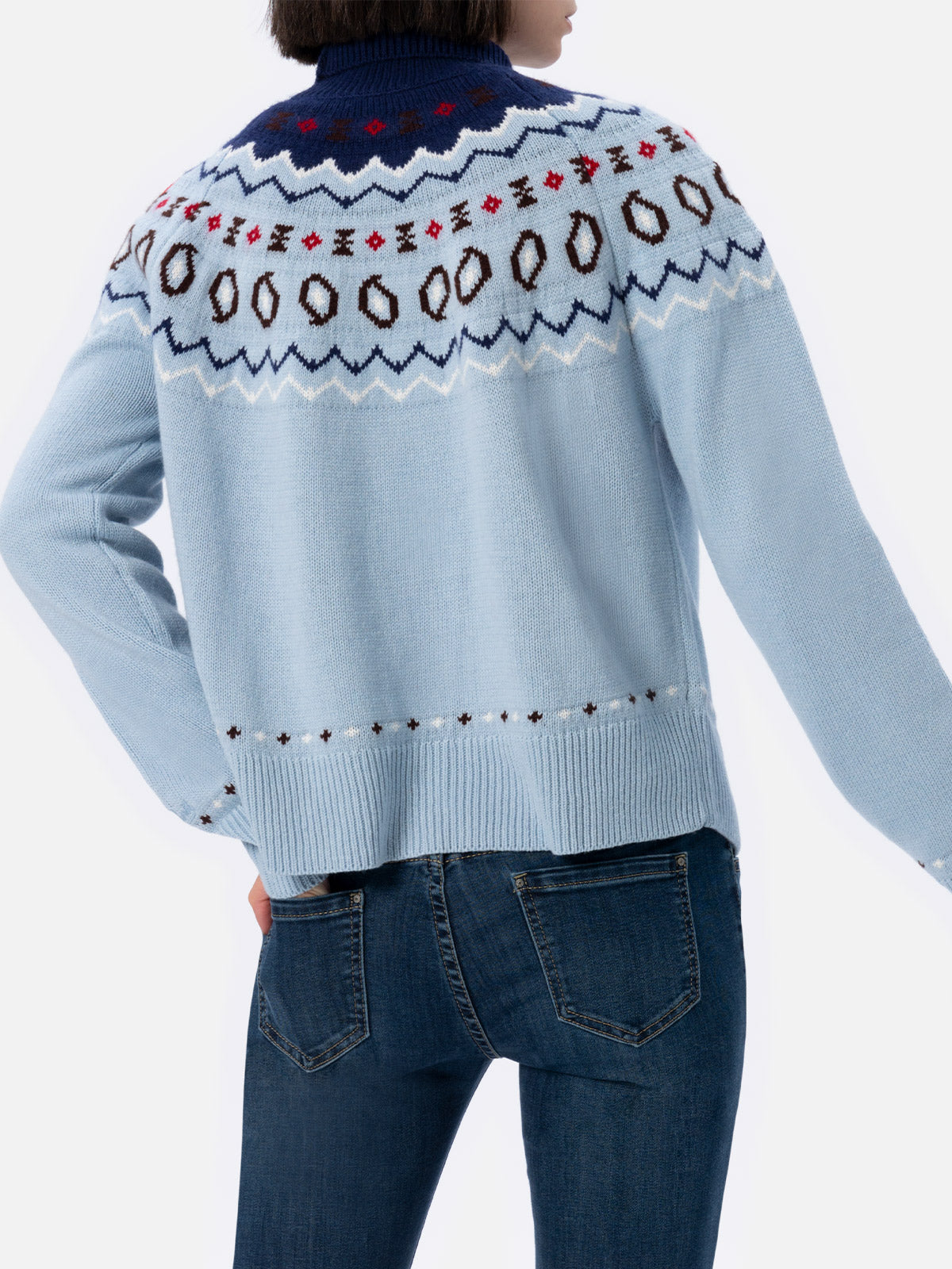 Woman cashmere blend sweater Meghan with nordic jacquard - MC2 Saint Barth