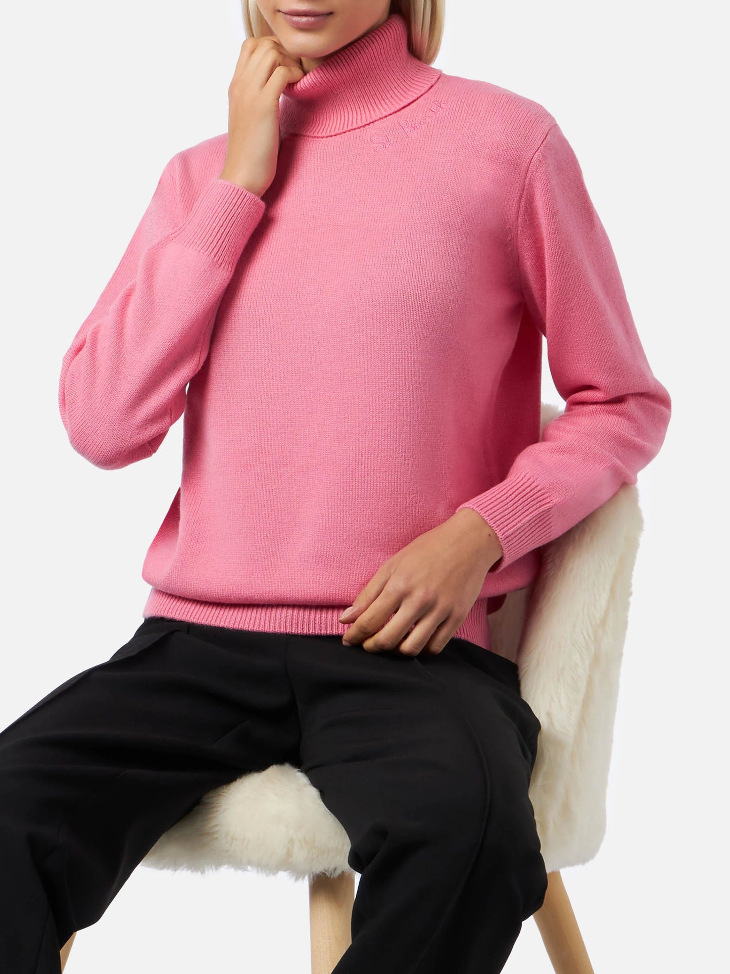 Pink turtleneck Moody in BLENDED CASHMERE