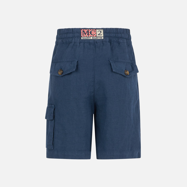Boy blue navy linen bermuda shorts - MC2 Saint Barth