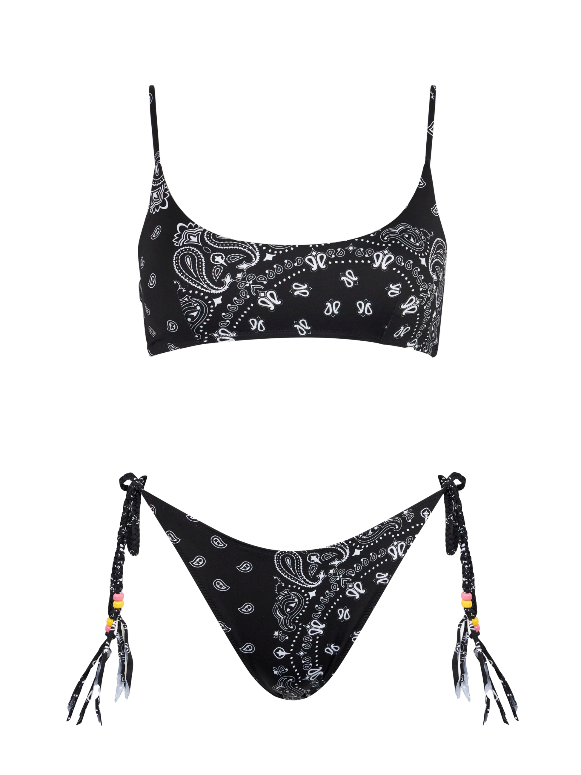 Woman bralette bikini with black bandanna print - MC2 Saint Barth
