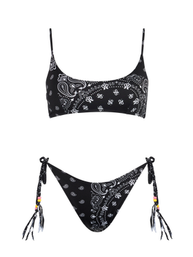 Woman bralette bikini with black bandanna print - MC2 Saint Barth