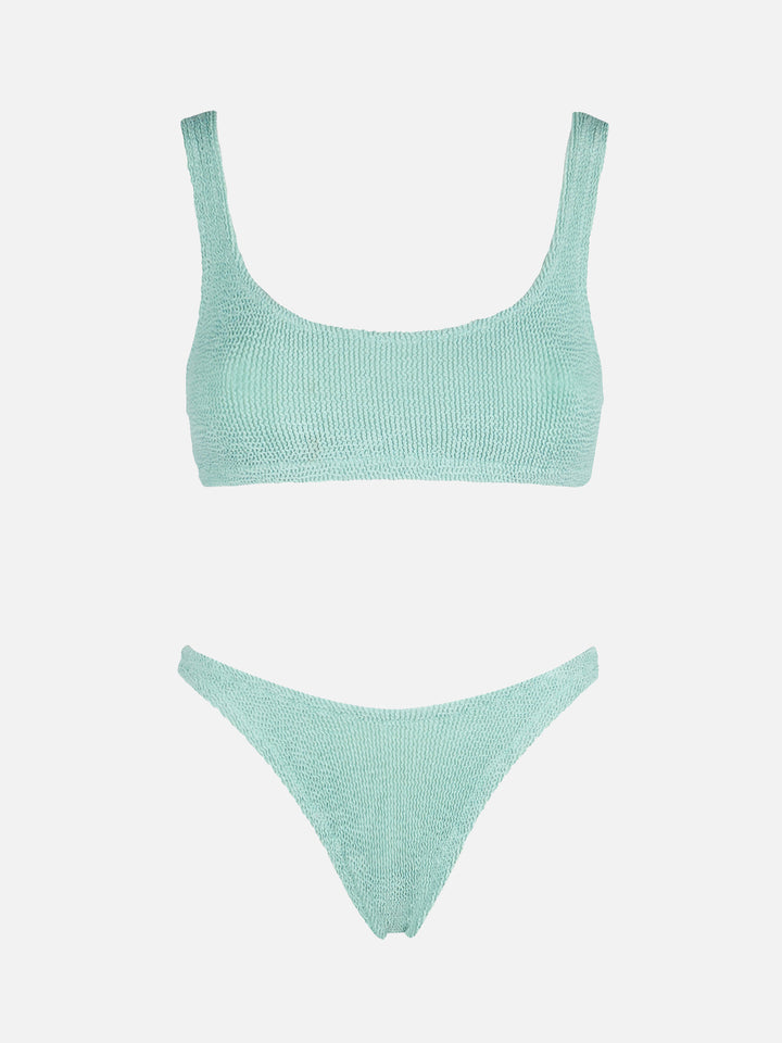 Bikini a bralette in tessuto crinkle Naima Naomi in verde salvia
