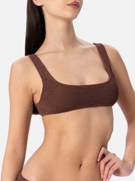 Bikini mit Bralette-Top aus braunem Crinkle für Damen Naima Elise 