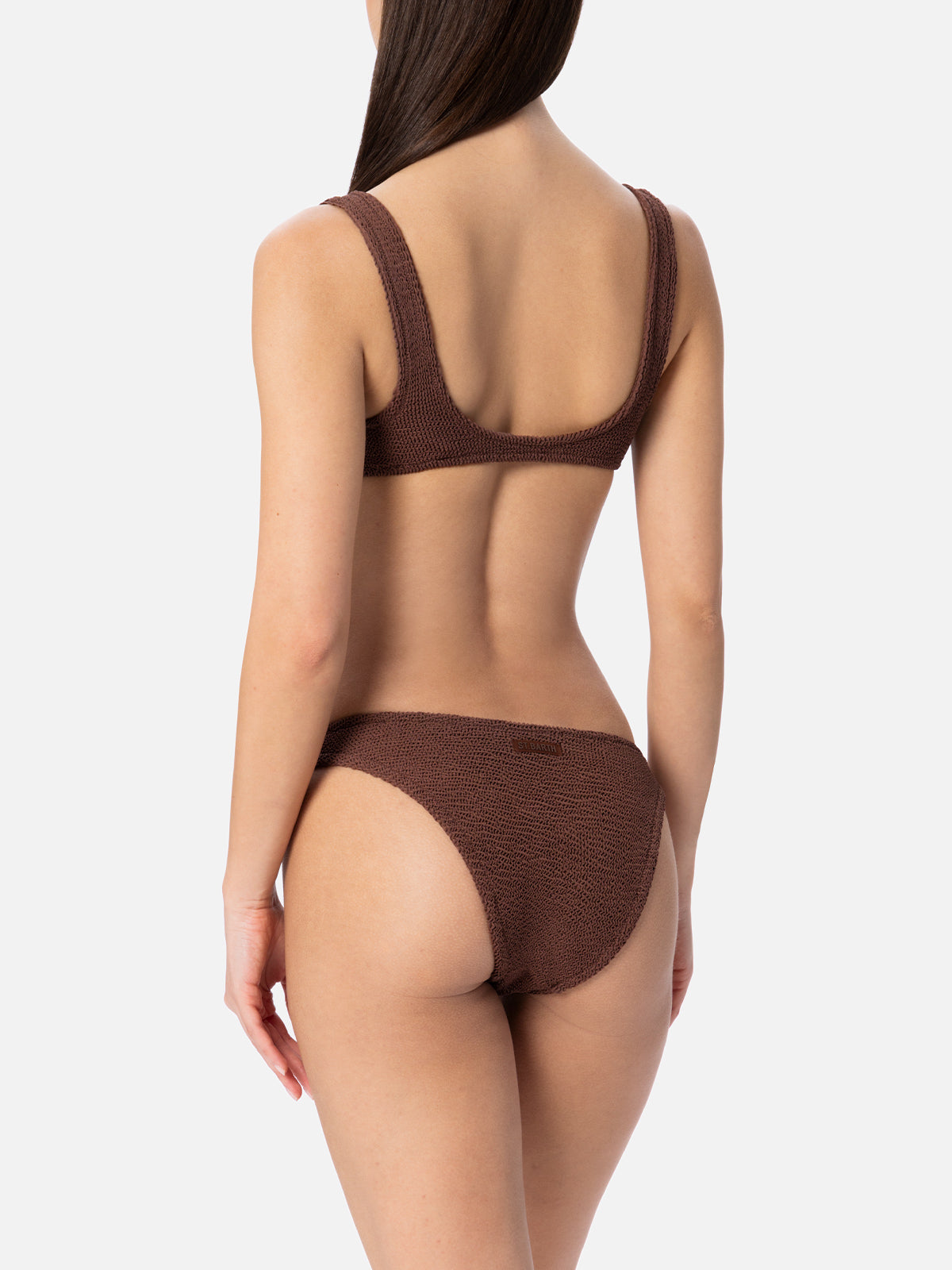 Bikini mit Bralette-Top aus braunem Crinkle für Damen Naima Elise 