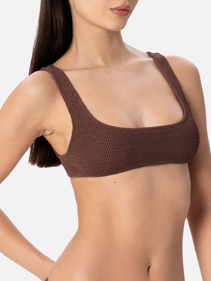Bikini da donna a bralette marrone crinkle Naima Naomi