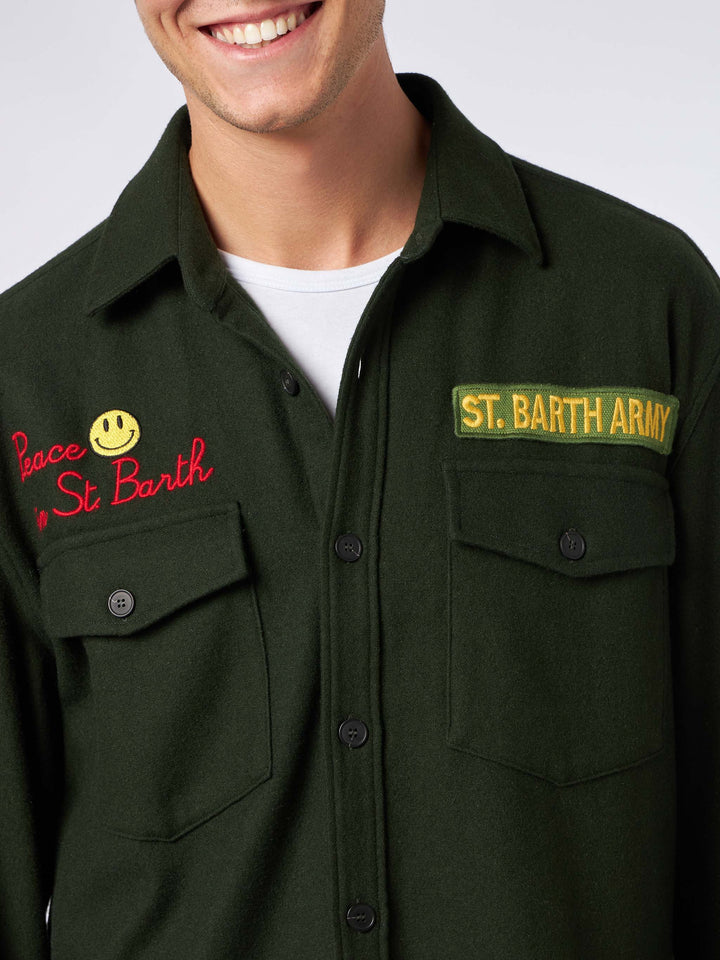 Moleskin overshirt with Peace in St. Barth embroidery - MC2 Saint Barth