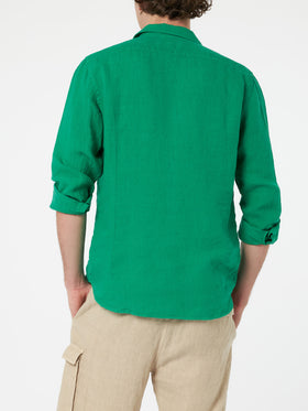Man green linen shirt Pamplona - MC2 Saint Barth