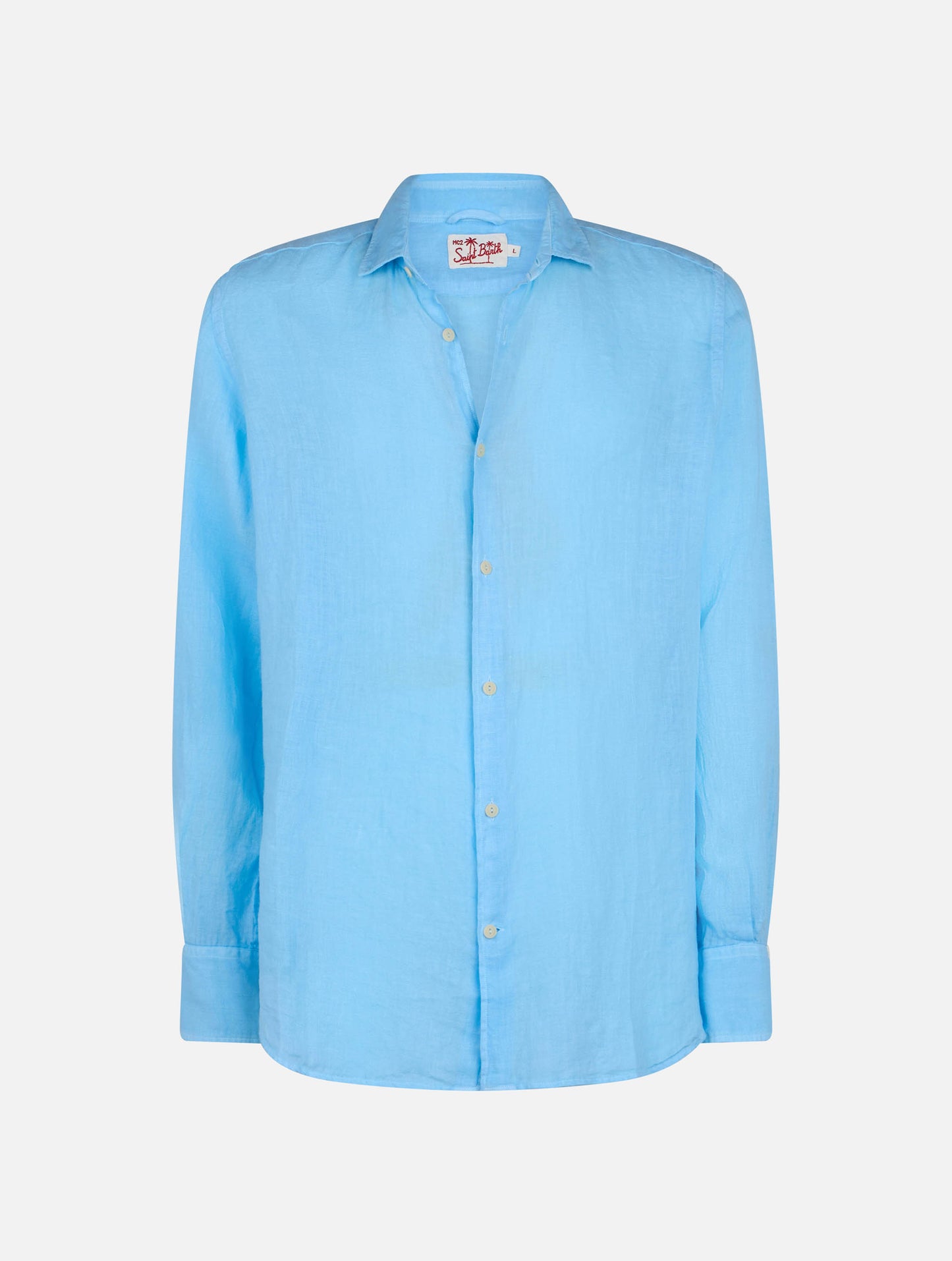 Man light blue linen shirt Pamplona - MC2 Saint Barth