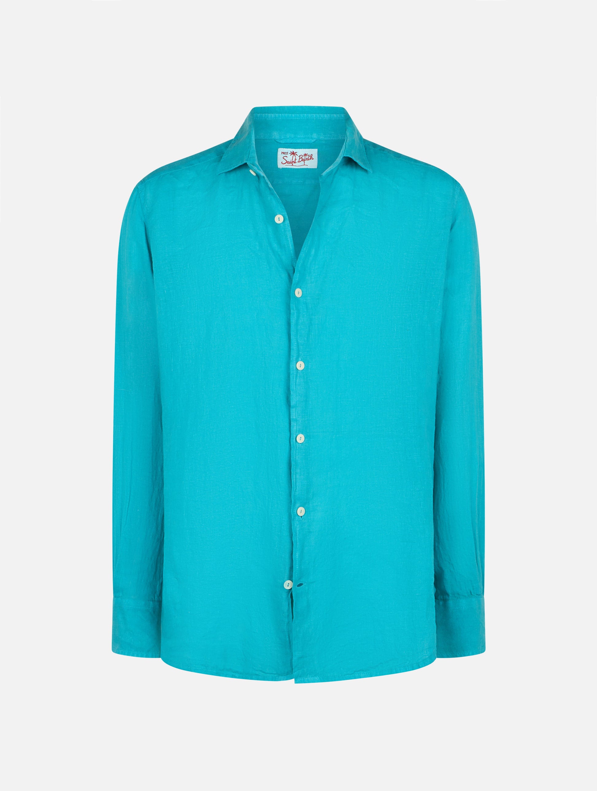 Man teal linen shirt Pamplona - MC2 Saint Barth