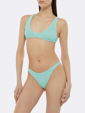 Naomi sage green crinkle cheeky swim briefs - Pamy sage green tiny crinkle bralette