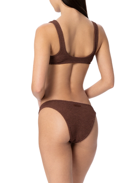 Damen klassische Bikinihose in Braun aus Crinkle Elise 