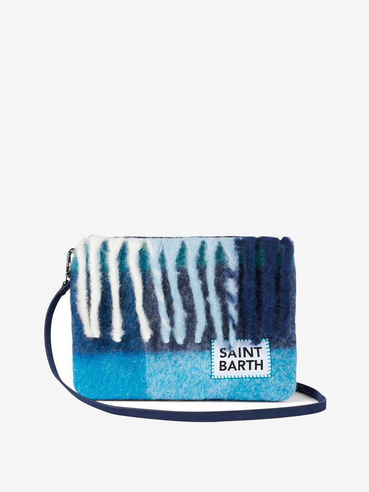 Parisienne blanket crossbody pouch bag with light blue check pattern - MC2 Saint Barth