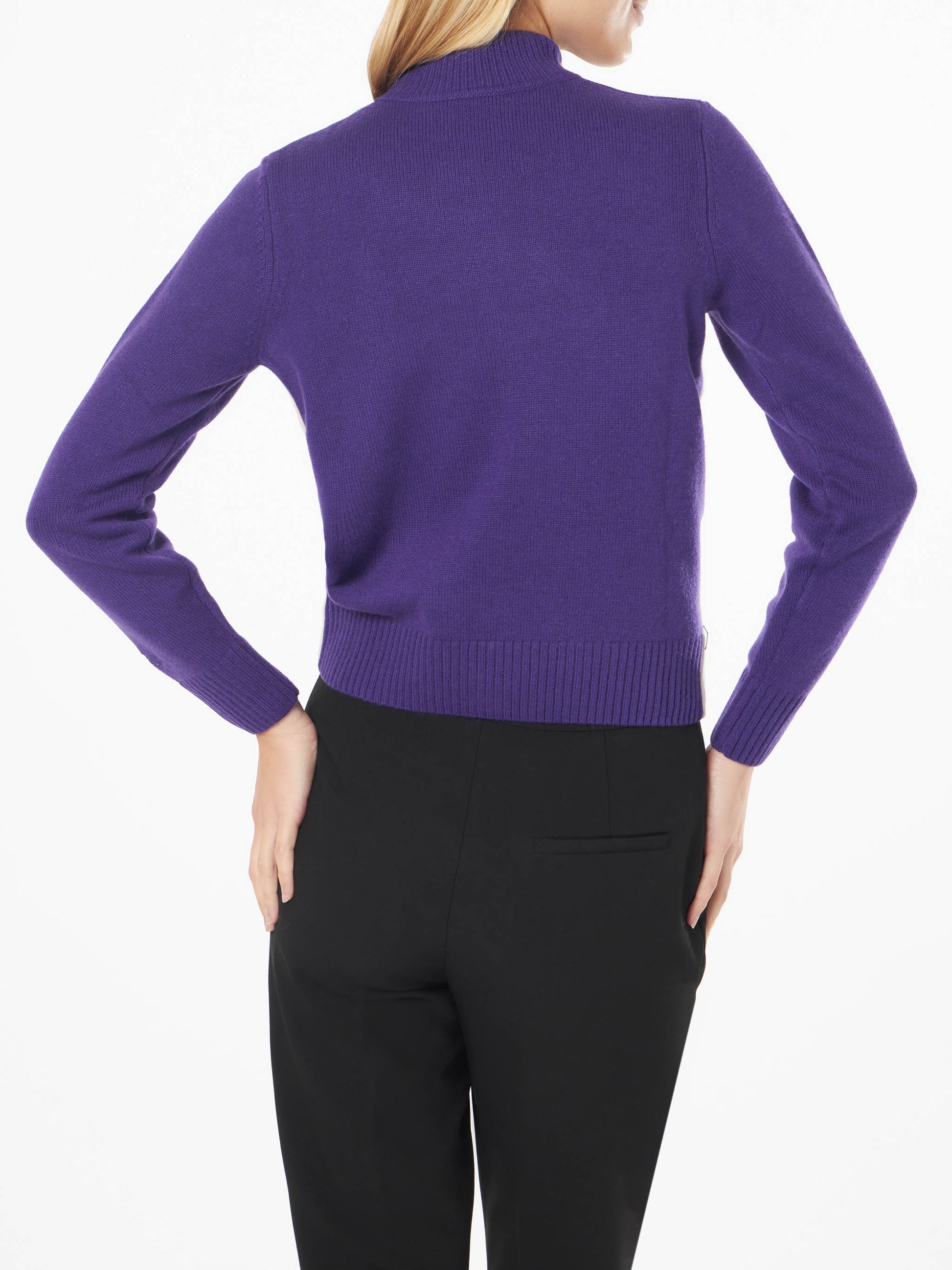 Woman crewneck sweater New Queen with Mont Rosè postcard jacquard - MC2 Saint Barth
