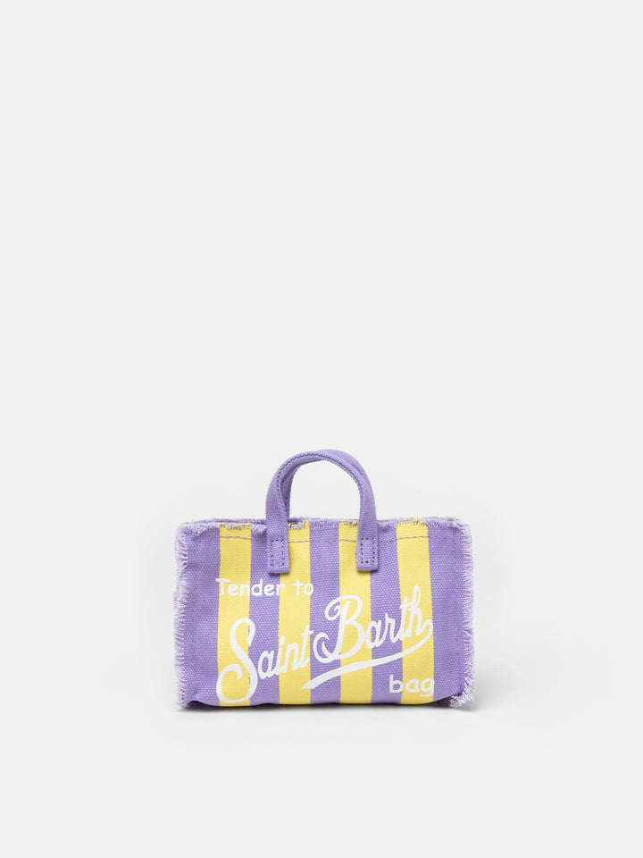 Gestreifte Handytasche aus Baumwollcanvas
