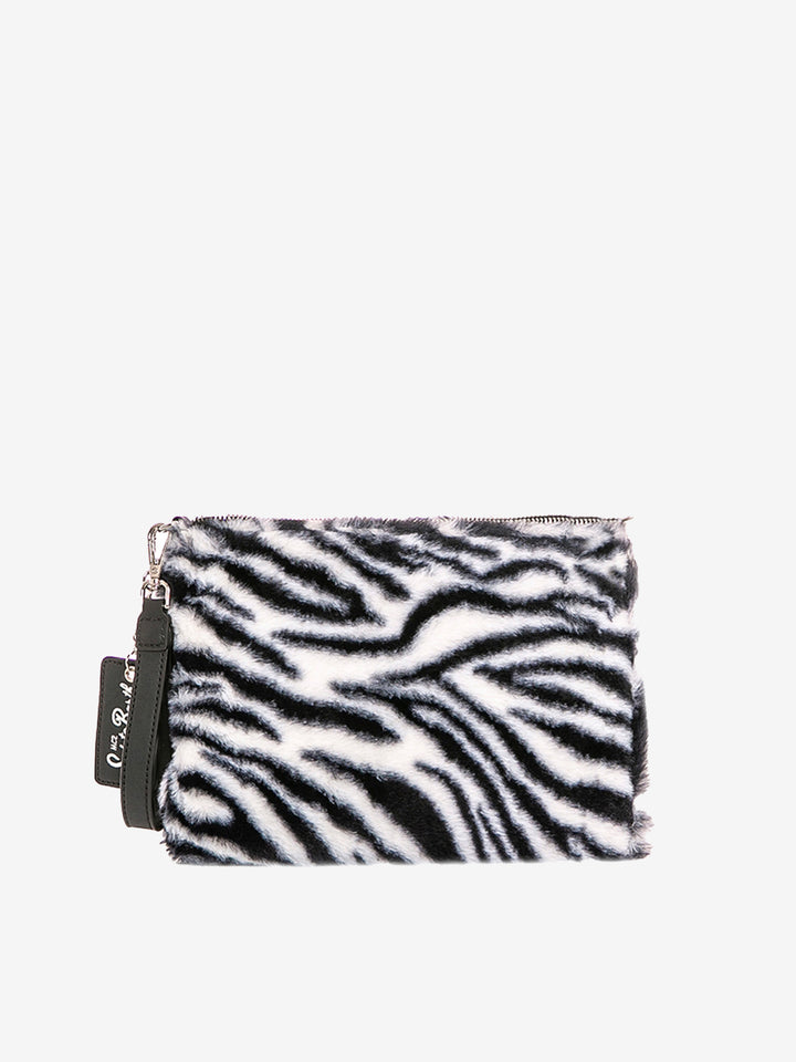 Parisienne furry cross-body pouch bag with zebra print - MC2 Saint Barth