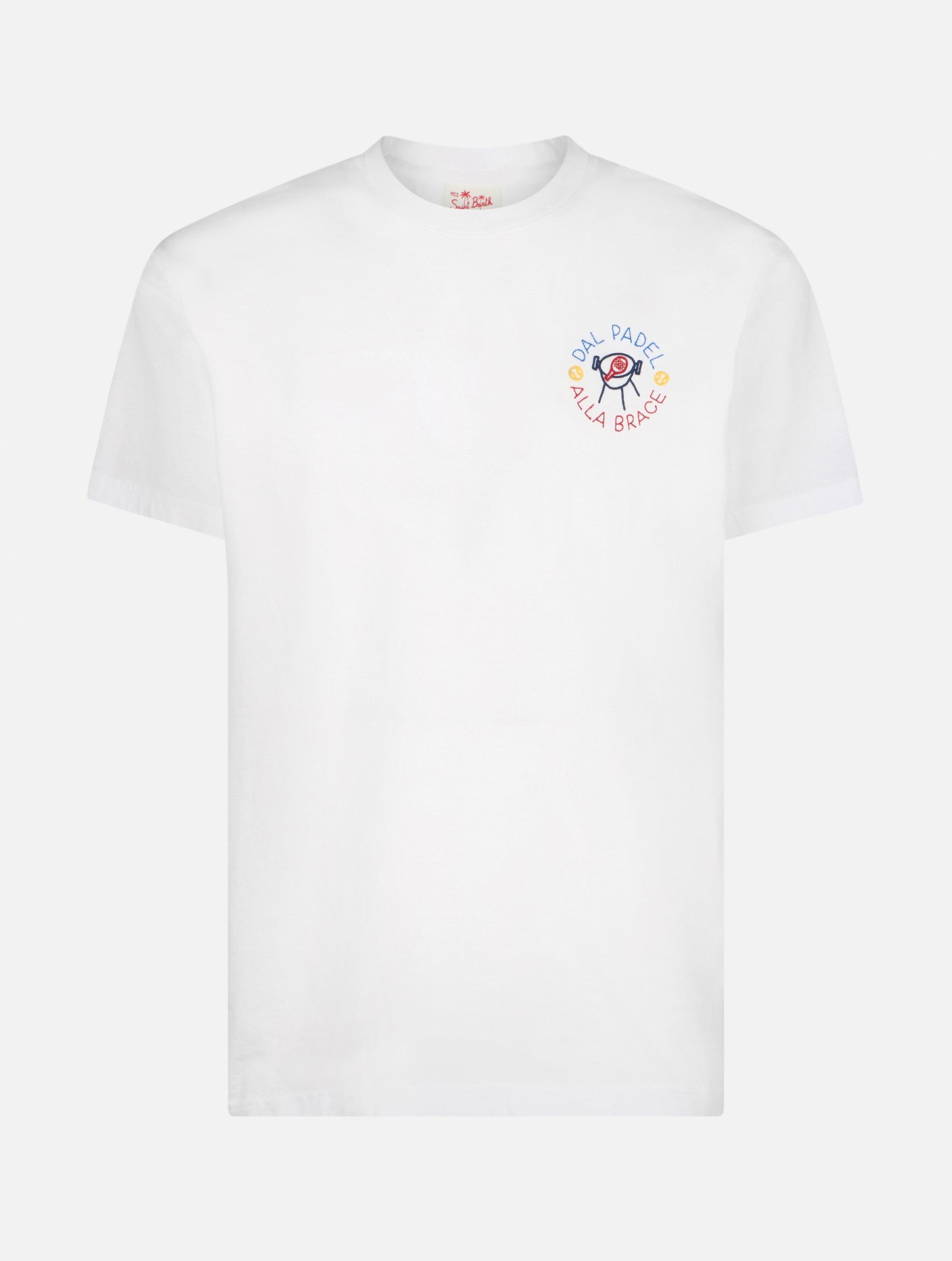 Man classic fit cotton jersey t-shirt Portofino with dal Padel alla brace embroidery | INSULTI LUMINOSI SPECIAL EDITION - MC2 Saint Barth