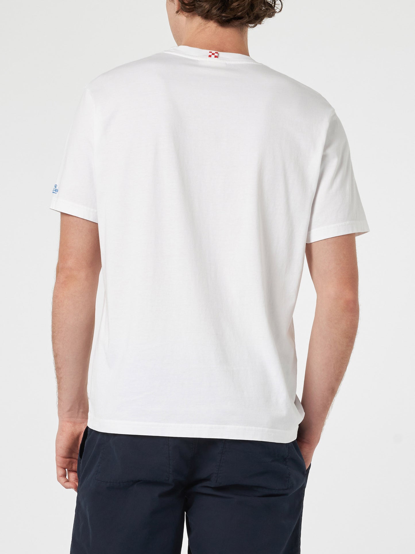 Man classic fit cotton jersey t-shirt Portofino with dal Padel alla brace embroidery | INSULTI LUMINOSI SPECIAL EDITION - MC2 Saint Barth