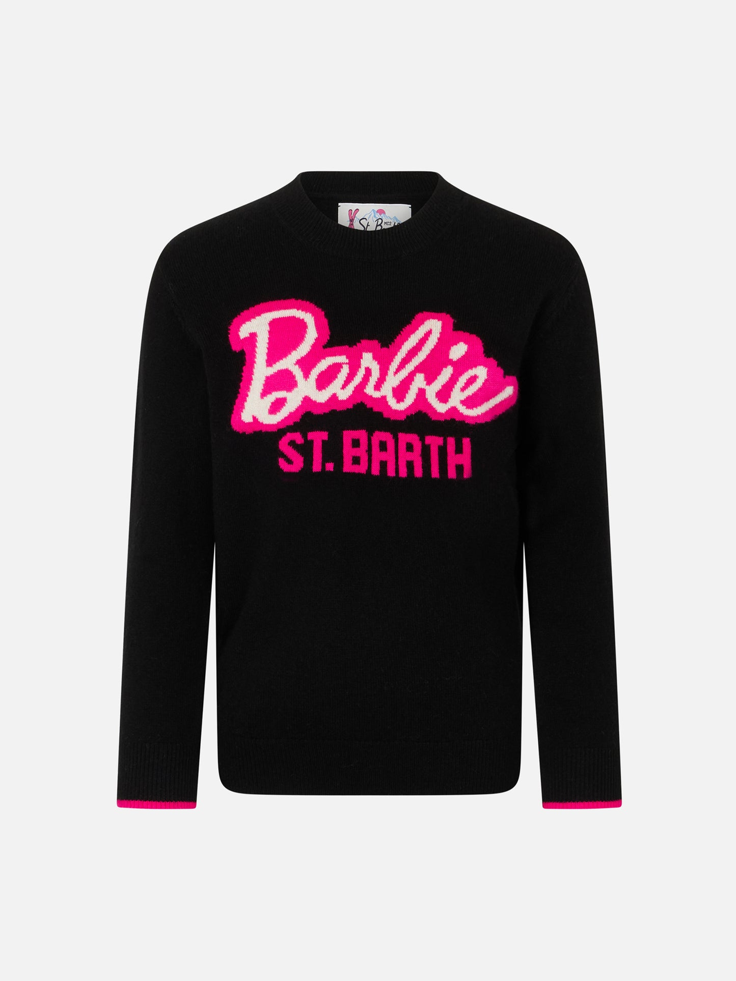 Girl crewneck black sweater with Barbie jacquard | BARBIE SPECIAL EDITION - MC2 Saint Barth