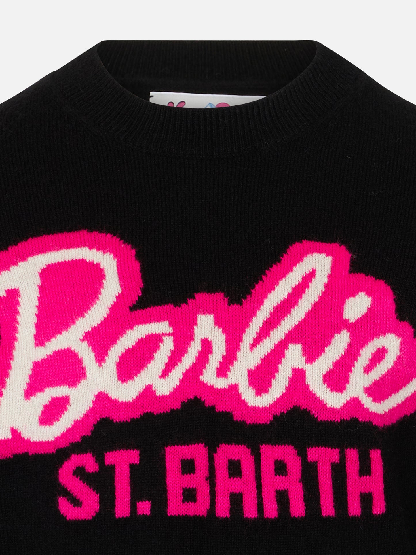 Girl crewneck black sweater with Barbie jacquard | BARBIE SPECIAL EDITION - MC2 Saint Barth