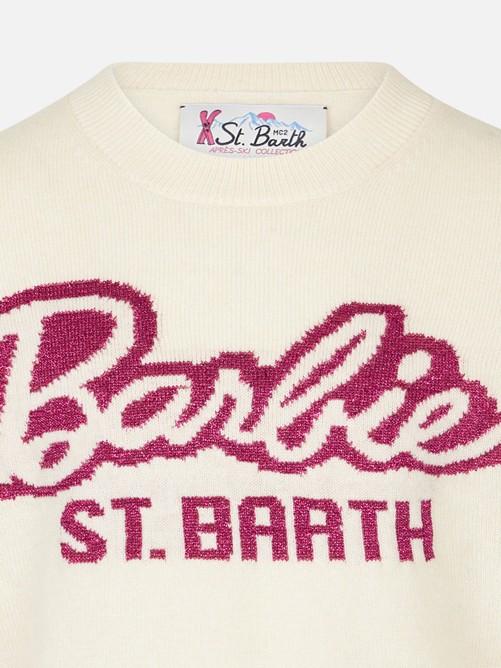 Girl crewneck white sweater with Barbie jacquard | BARBIE SPECIAL EDITION - MC2 Saint Barth