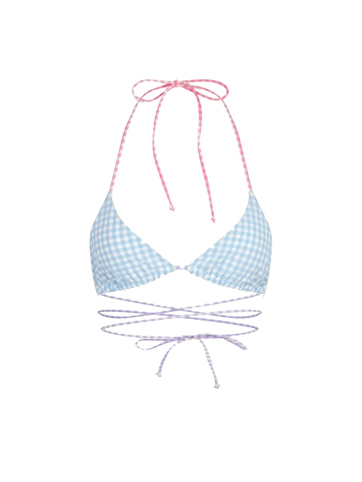 Pastel gingham triangle with long laces - MC2 Saint Barth