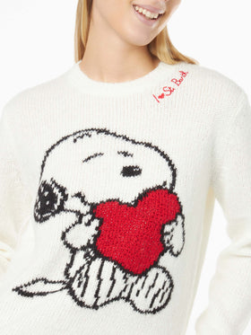 Damenpullover mit Snoopy- und Woodstock-Jacquard und Strass-Herz | SNOOPY PEANUTS™ SPECIAL EDITION