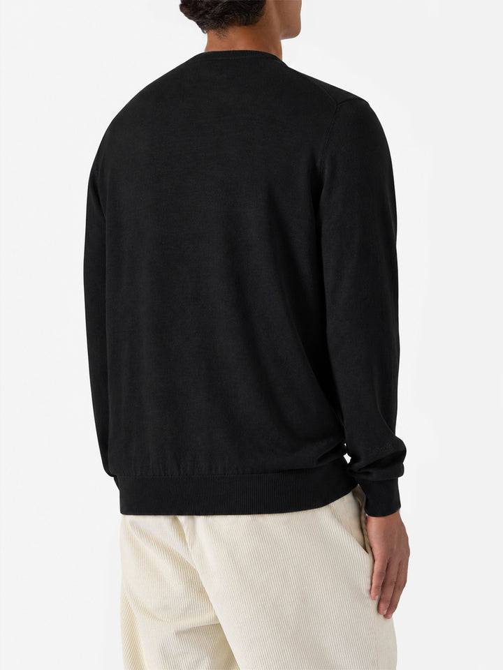 Suéter Regent de cuello redondo en 100% MERINO WOOL negra 