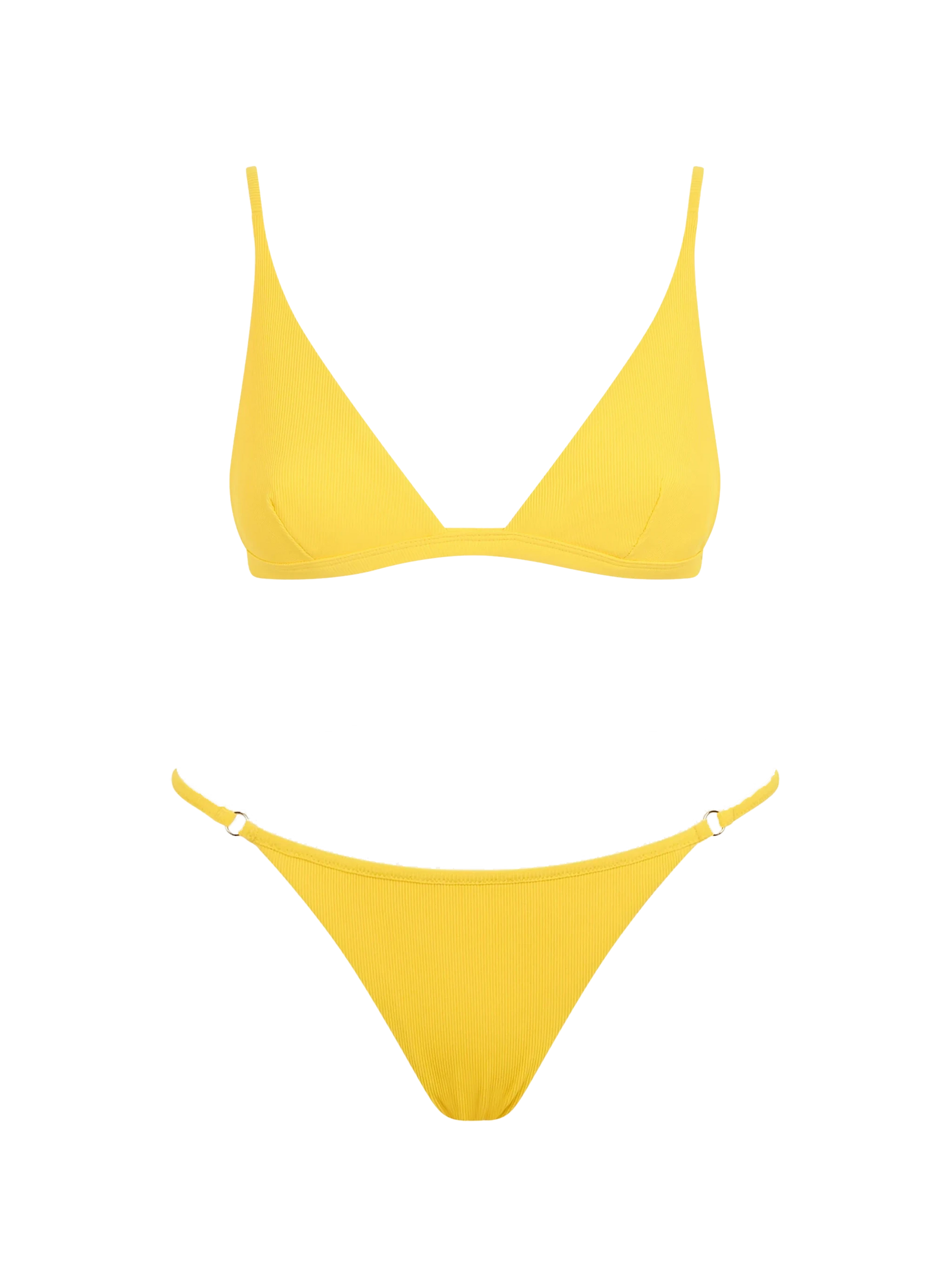 Woman yellow ribbed triangle - MC2 Saint Barth