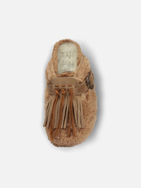 Beige eco-fur clogs Sabot | TAJI SPECIAL EDITION - MC2 Saint Barth