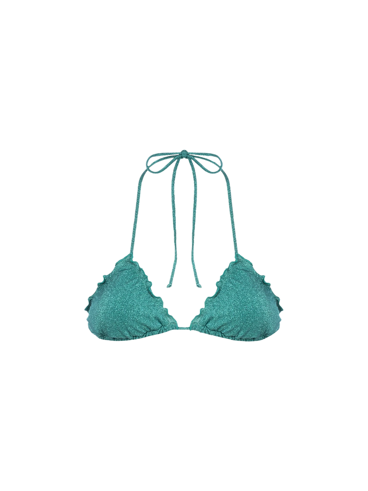 Woman teal lurex classic triangle beach top Sagittarius - MC2 Saint Barth