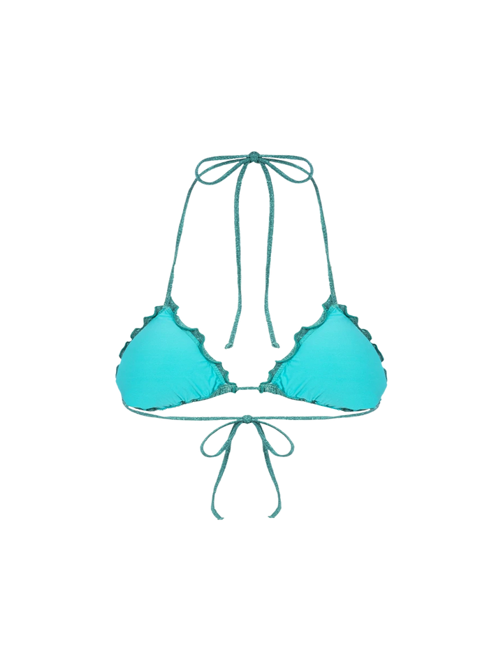Woman teal lurex classic triangle beach top Sagittarius - MC2 Saint Barth