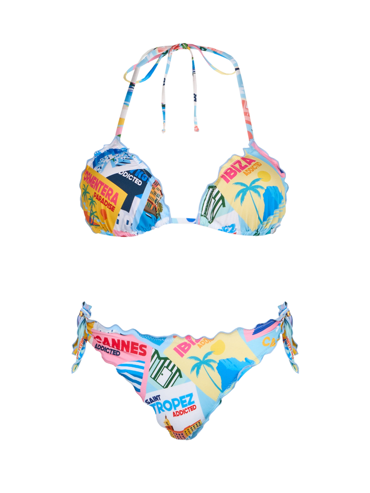 Woman postcard print triangle classic bikini Sarius