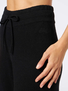 Pantalone a palazzo Savine nero in maglia