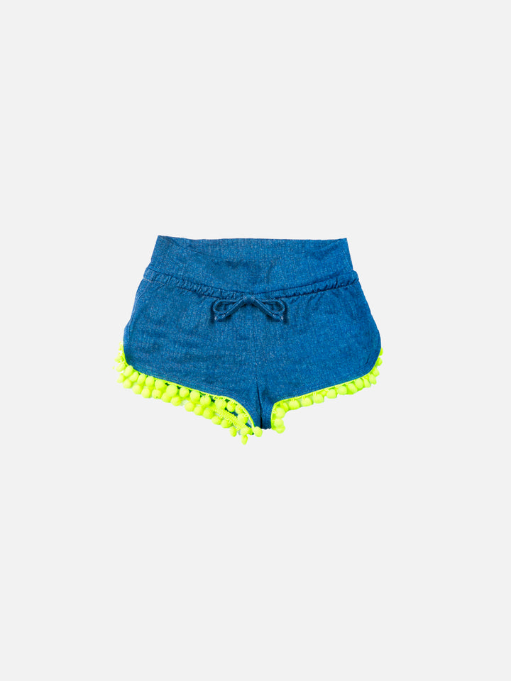 Blue denim girl beach shorts - MC2 Saint Barth