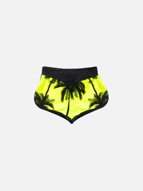 Palm fluo print girl beach shorts - MC2 Saint Barth