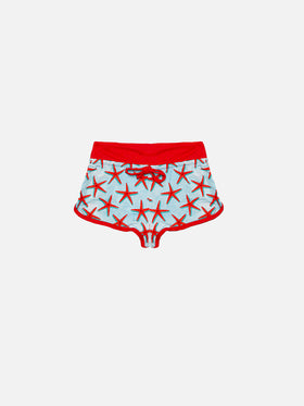 Red Seastars print girl beach shorts - MC2 Saint Barth