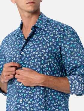 Man muslin cotton shirt Sikelia with crabs print - MC2 Saint Barth