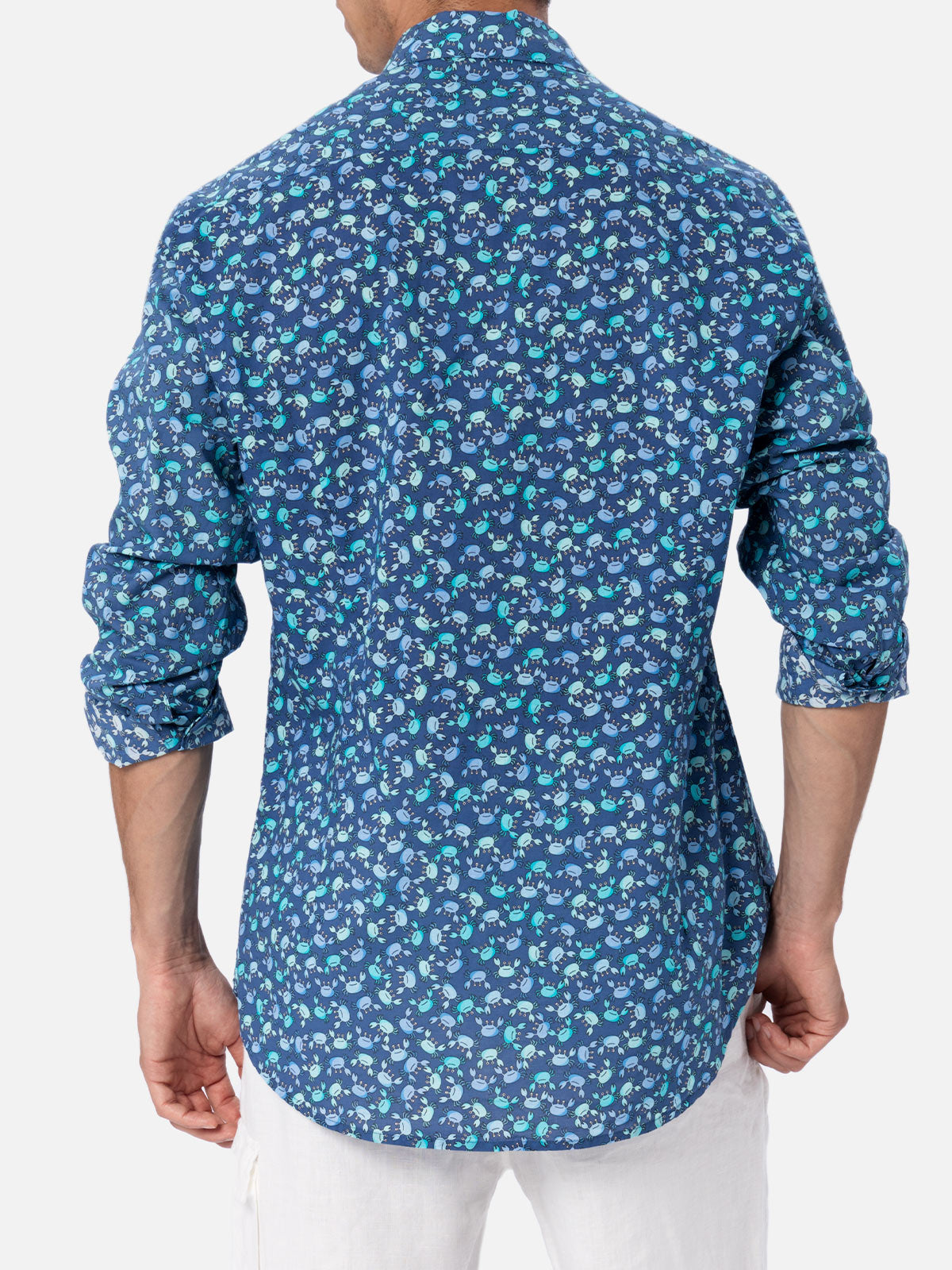 Man muslin cotton shirt Sikelia with crabs print - MC2 Saint Barth