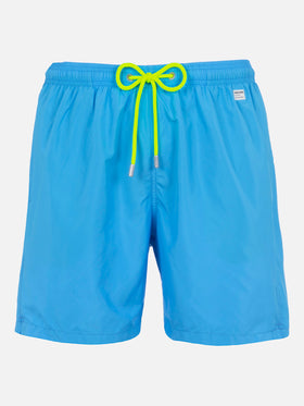Man lightweight fabric aqua blue swim shorts Lighting Pantone | PANTONE® SPECIAL EDITION - MC2 Saint Barth