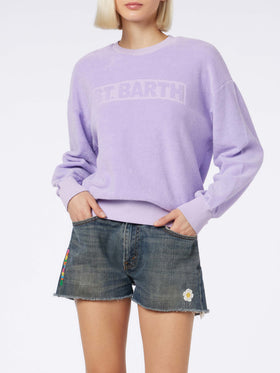 Woman lilac terry cotton Stardust sweatshirt - MC2 Saint Barth