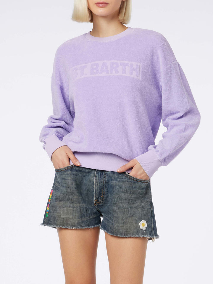 Woman lilac terry cotton Stardust sweatshirt - MC2 Saint Barth