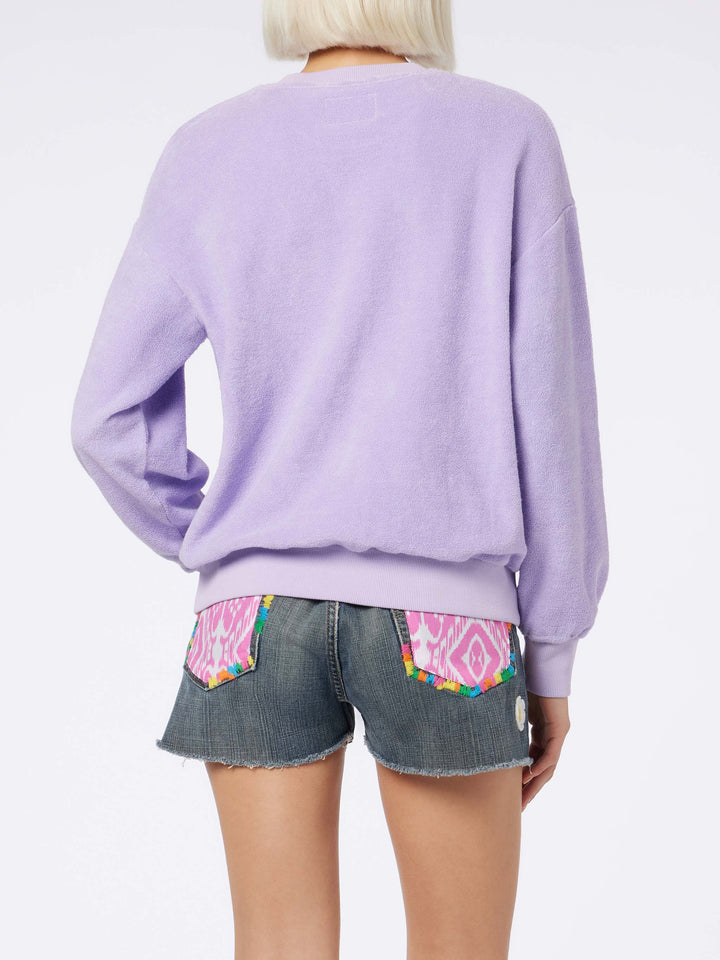 Woman lilac terry cotton Stardust sweatshirt - MC2 Saint Barth
