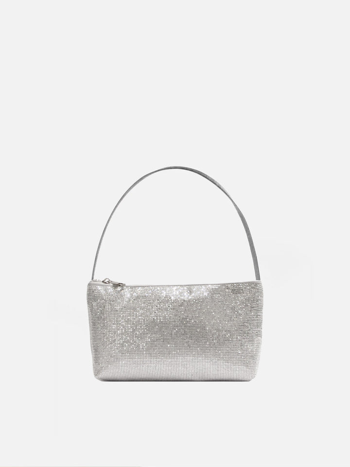 Borsa mini con strass argento