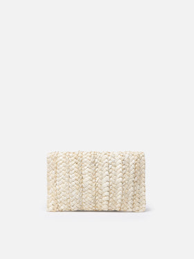 Pouch Envelope in paglia con ricamo Saint Barth